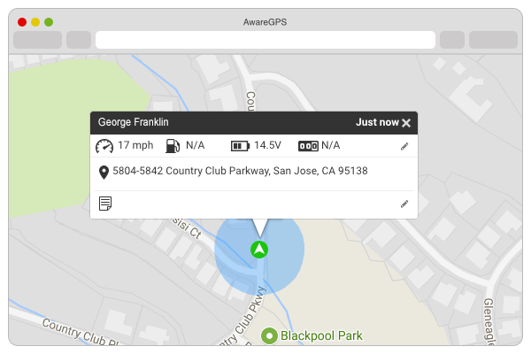 screenshot of awaregps locate feature