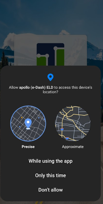 Allow Apollo ELD to use your location